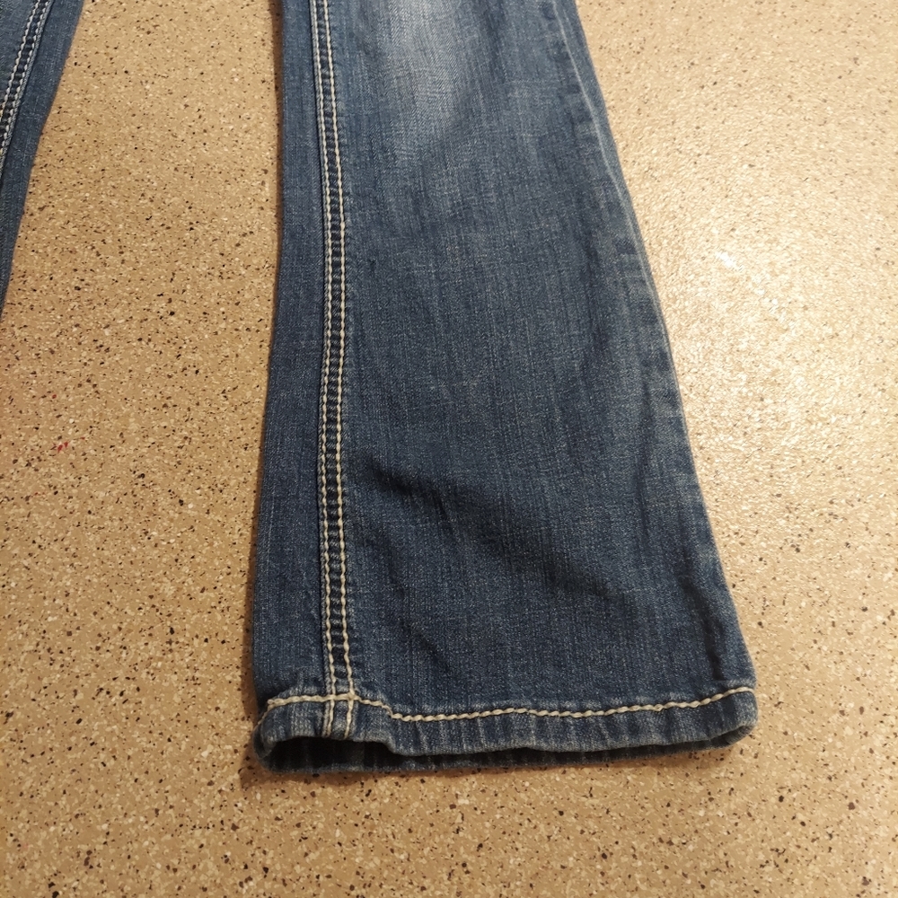 Blue asphalt bootcut jeans short 1 distressed - Picture 3 of 7